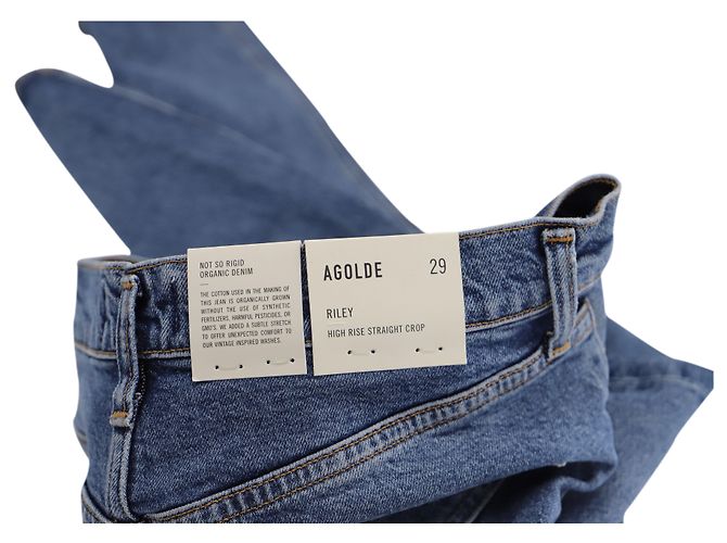Vaqueros cortos rectos de tiro alto Riley de Agolde en denim de algodón azul - vista 3