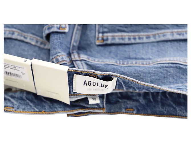 Vaqueros cortos rectos de tiro alto Riley de Agolde en denim de algodón azul - vista 4