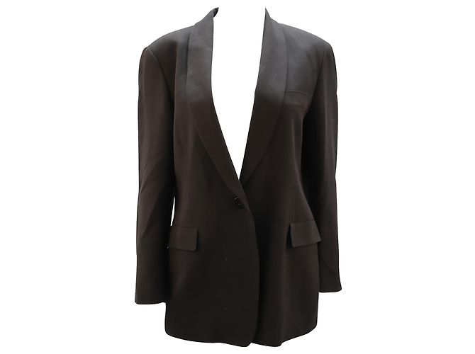 Jaqueta de abotoamento simples Giorgio Armani em lã preta Preto - vista 4