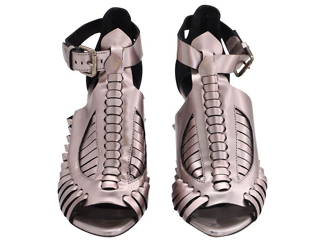 Tacones Cage de Proenza Schouler en charol plateado - vista 11