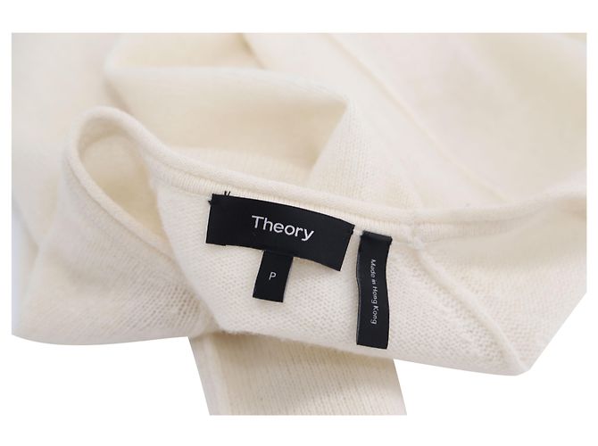 Jersey de cuello redondo Theory en Cachemira color marfil Blanco Crudo - vista 3