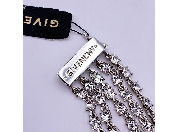 Givenchy Mehrreihiges Armband aus silbernem Metall mit Kristallen - view 2