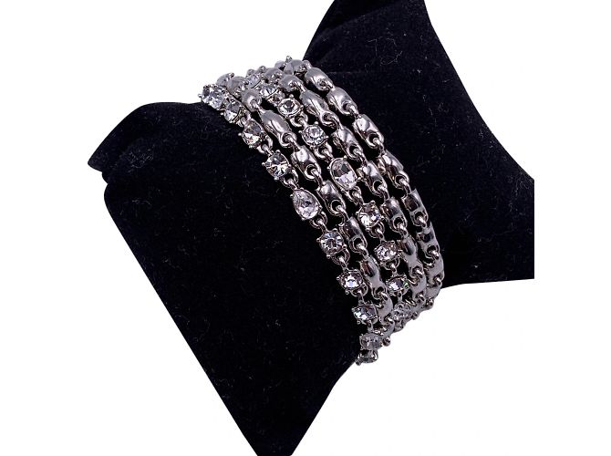 Givenchy Mehrreihiges Armband aus silbernem Metall mit Kristallen - view 3