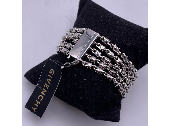 Givenchy Mehrreihiges Armband aus silbernem Metall mit Kristallen - view 5