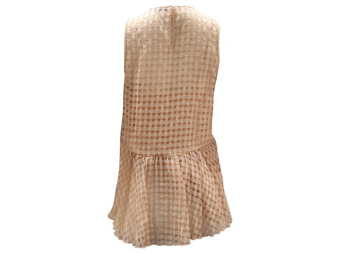 Top Peplum a cuadros Tibi en rayón melocotón Rosa - vista 2