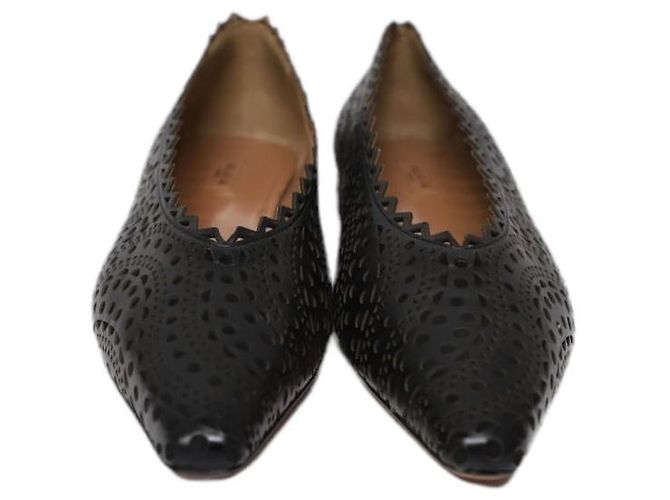 Alaïa Ballerine Alaia a punta con taglio laser in pelle nera - vista 2