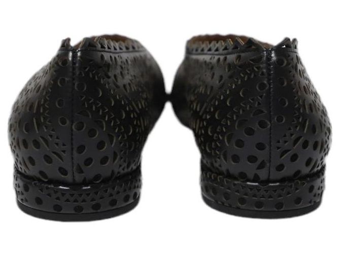 Alaïa Ballerine Alaia a punta con taglio laser in pelle nera - vista 3