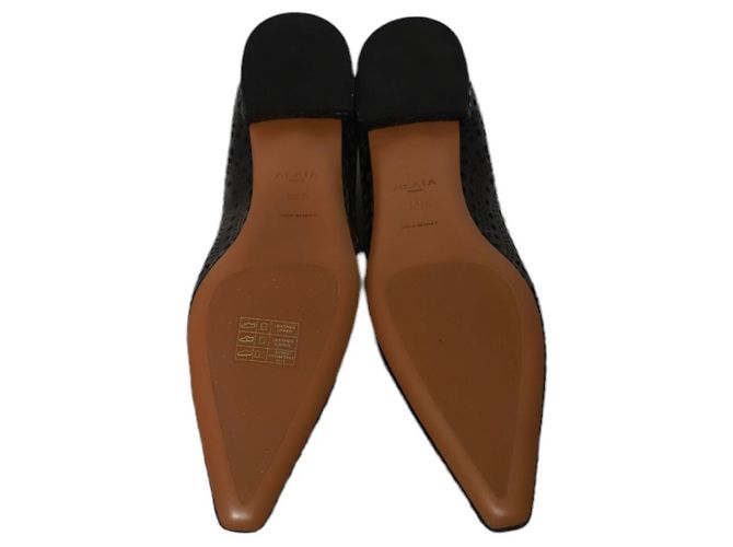 Alaïa Ballerine Alaia a punta con taglio laser in pelle nera - vista 4