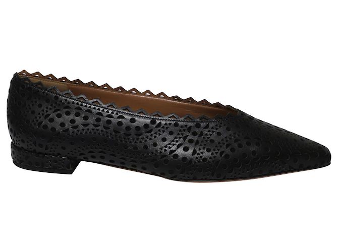 Alaïa Ballerine Alaia a punta con taglio laser in pelle nera - vista 6
