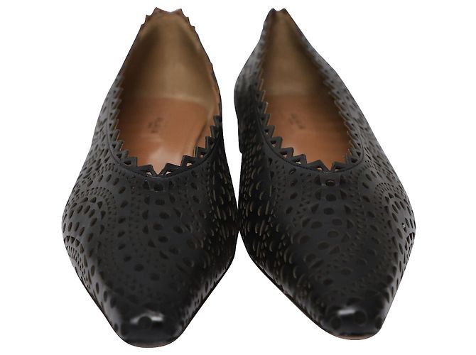 Alaïa Ballerine Alaia a punta con taglio laser in pelle nera - vista 7