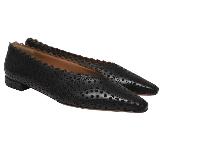 Alaïa Ballerine Alaia a punta con taglio laser in pelle nera - vista 8