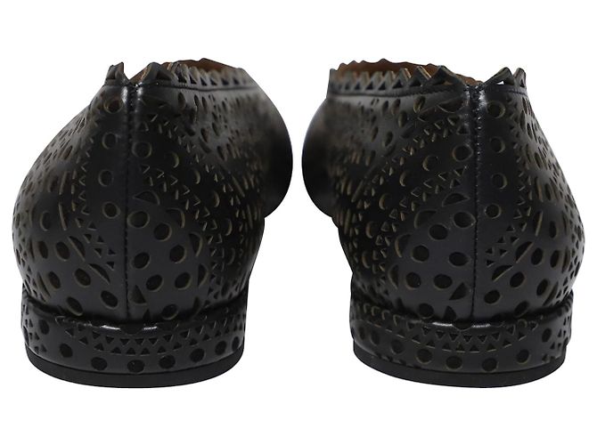 Alaïa Ballerine Alaia a punta con taglio laser in pelle nera - vista 9