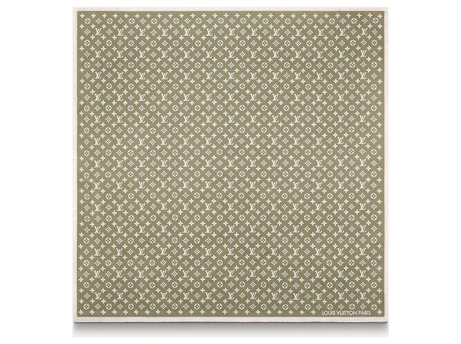 Sciarpa Louis Vuitton Now Silk Monogram Kaki Cachi - vista 3