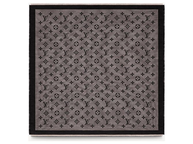 Sciarpa Louis Vuitton Monogram Neo Natte Nera Lana Nero - vista 3
