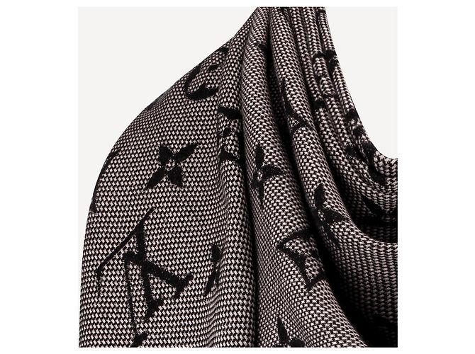 Sciarpa Louis Vuitton Monogram Neo Natte Nera Lana Nero - vista 4