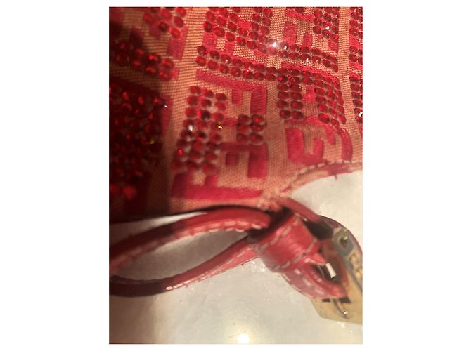 Baguette Fendi da sera con cristalli rossi Rosso Sabbia - vista 11