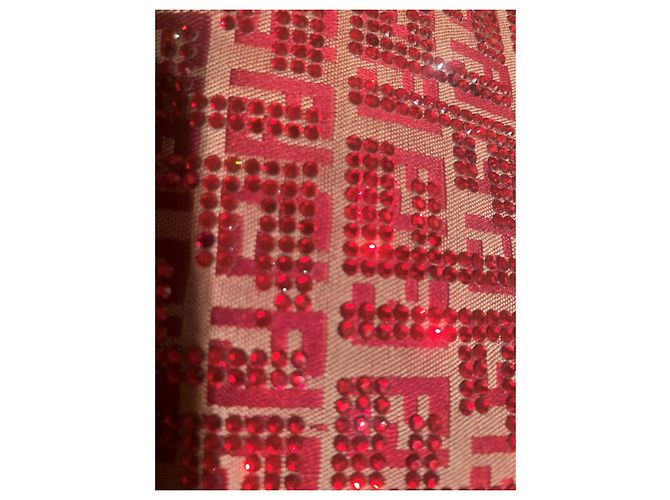 Baguette Fendi da sera con cristalli rossi Rosso Sabbia - vista 12