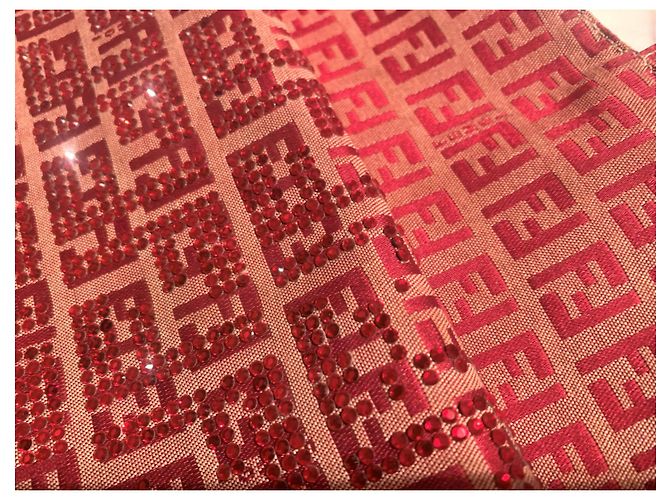 Baguette Fendi da sera con cristalli rossi Rosso Sabbia - vista 4