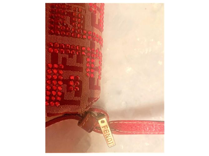 Baguette Fendi da sera con cristalli rossi Rosso Sabbia - vista 9