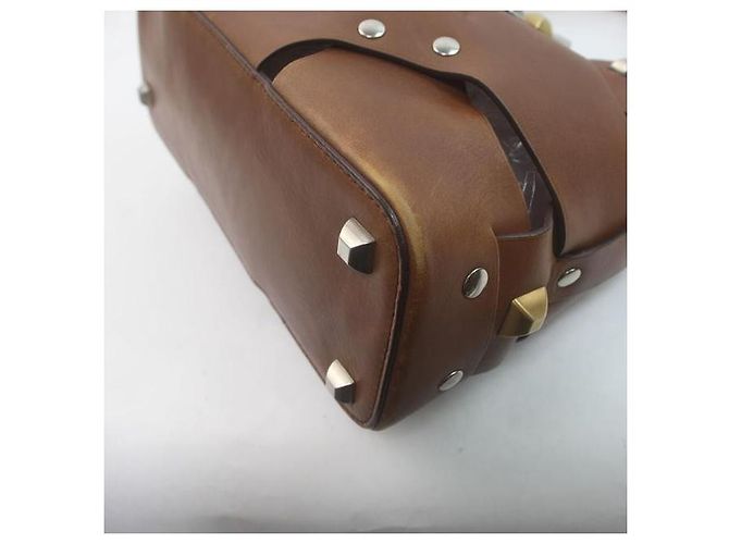 Borsa Prada Nocciolo Vitello in pelle marrone con borchie Marrone scuro - vista 5