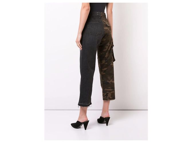 Autre Marque Jeans Monse Asimétricos de Algodón Negro y Camuflaje Multicolor - vista 3