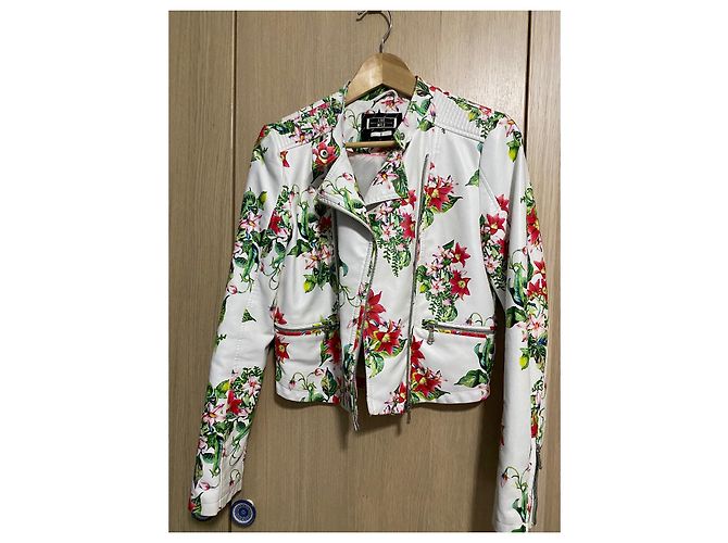 Autre Marque Coolcat Biker-Blazer mit Blumenmuster Weiß Mehrfarben - Ansicht 10
