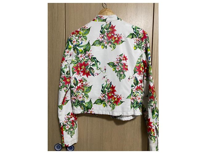Autre Marque Coolcat Biker-Blazer mit Blumenmuster Weiß Mehrfarben - Ansicht 3