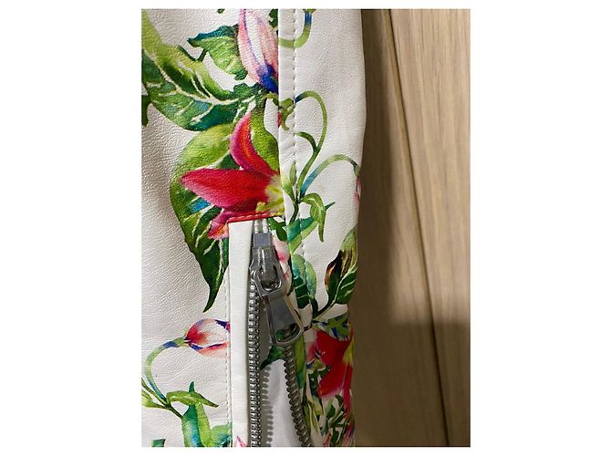 Autre Marque Coolcat Biker-Blazer mit Blumenmuster Weiß Mehrfarben - Ansicht 6