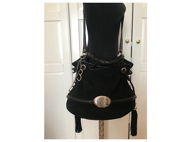 Brigitte Bardot Borsa a mano Lancel in lana nera Nero - vista 4