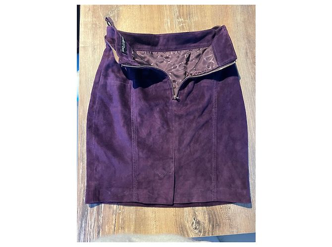 Dolce & Gabbana falda de piel de cabra ciruela D&G - vista 2