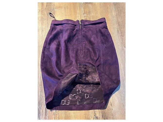 Dolce & Gabbana falda de piel de cabra ciruela D&G - vista 5