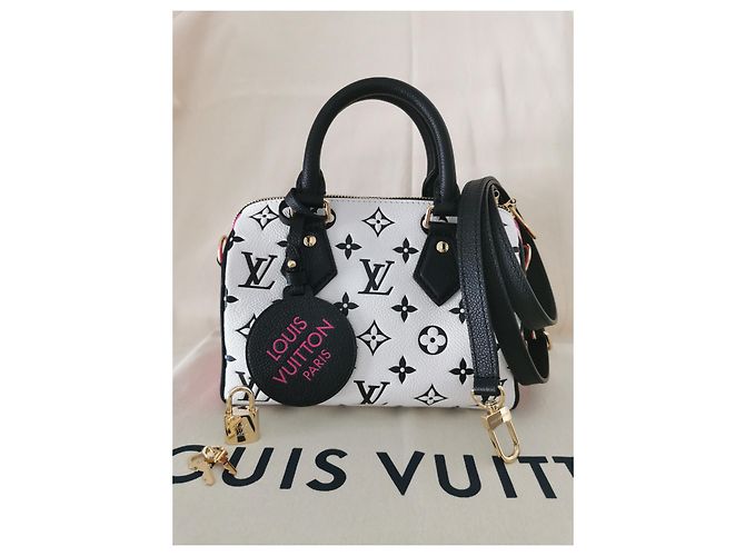 Louis Vuitton speedy Bandouliere 20 Borsa Nero Rosa Bianco - vista 2