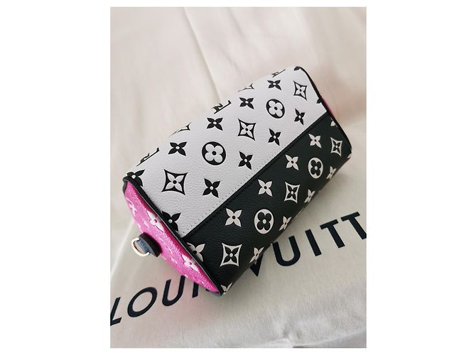 Louis Vuitton speedy Bandouliere 20 Borsa Nero Rosa Bianco - vista 5