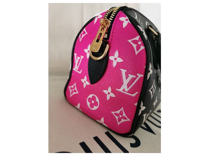 Louis Vuitton speedy Bandouliere 20 Borsa Nero Rosa Bianco - vista 6