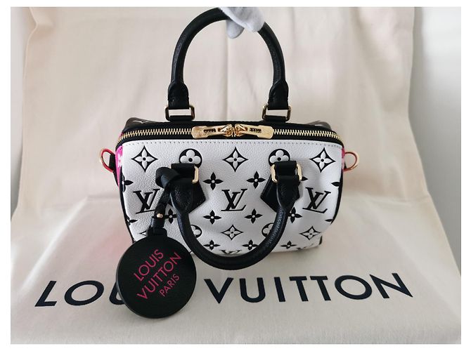 Louis Vuitton speedy Bandouliere 20 Borsa Nero Rosa Bianco - vista 8