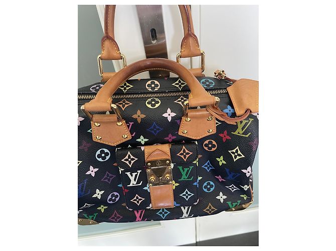 Louis Vuitton Takashi Murakami Monogramma Speedy 30 Borsa Nera in Pelliccia - vista 4