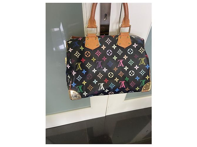 Louis Vuitton Takashi Murakami Monogramma Speedy 30 Borsa Nera in Pelliccia - vista 5