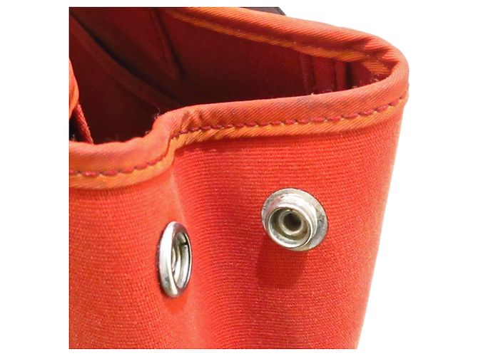 Hermès Hermes Red Cabag Elan Canvas Satchel Marrone Rosso Marrone scuro - vista 10