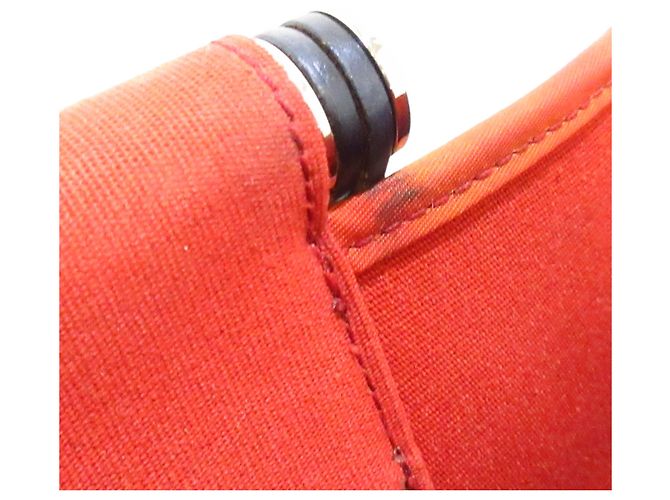 Hermès Hermes Red Cabag Elan Canvas Satchel Marrone Rosso Marrone scuro - vista 11