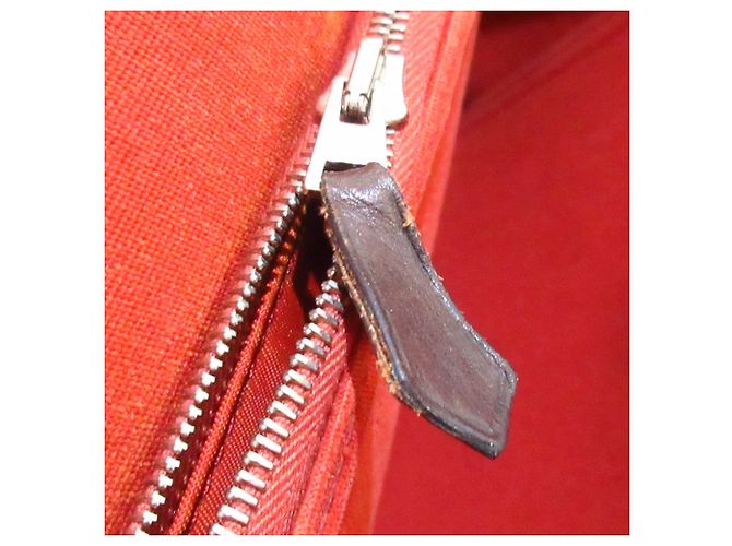 Hermès Hermes Red Cabag Elan Canvas Satchel Marrone Rosso Marrone scuro - vista 12