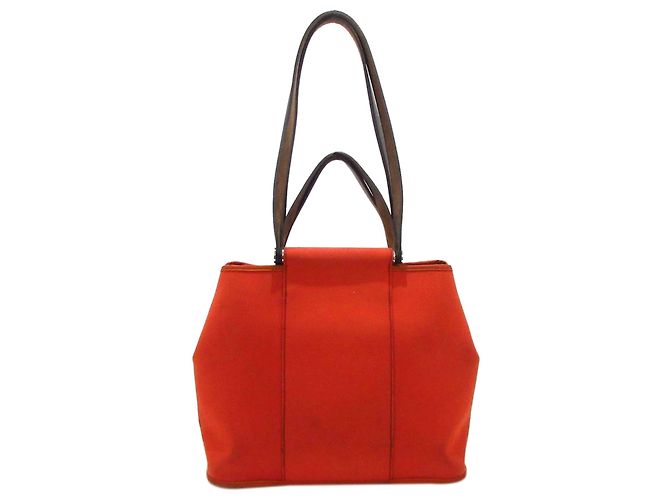 Hermès Hermes Red Cabag Elan Canvas Satchel Marrone Rosso Marrone scuro - vista 3