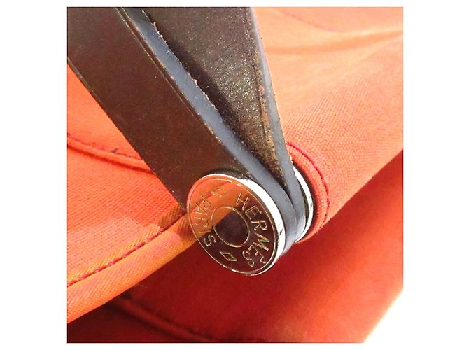 Hermès Hermes Red Cabag Elan Canvas Satchel Marrone Rosso Marrone scuro - vista 9