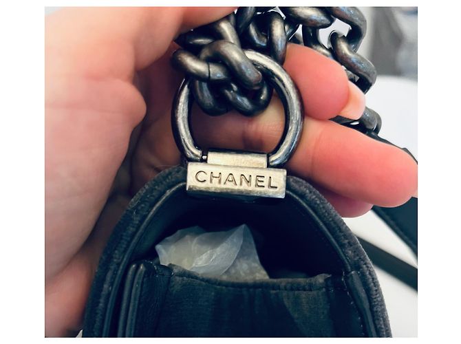 Chanel Boy Medium Velluto Grigio Scuro Grigio antracite - vista 9