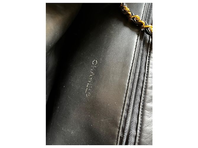 Timeless Chanel Grand Shopping Tote in Pelle di Agnello Nero Oro Gold hardware - vista 9