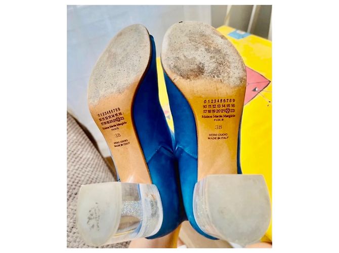 Stivaletti open toe Maison Martin Margiela blu in pelle - vista 10
