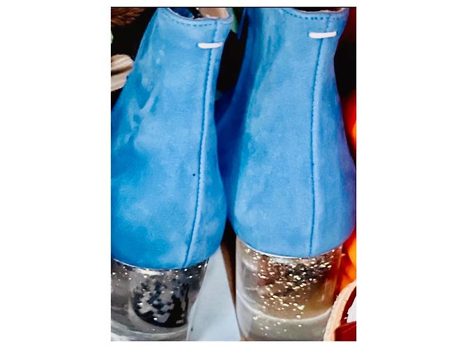Stivaletti open toe Maison Martin Margiela blu in pelle - vista 11