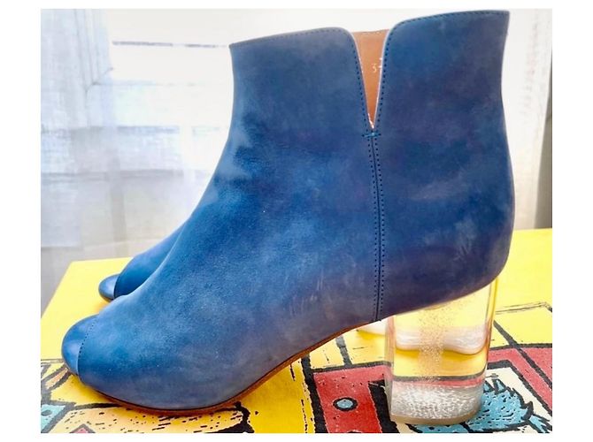 Stivaletti open toe Maison Martin Margiela blu in pelle - vista 2