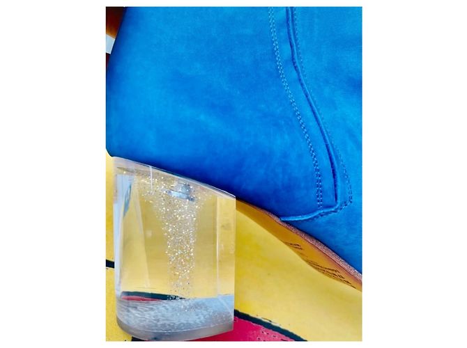 Stivaletti open toe Maison Martin Margiela blu in pelle - vista 5
