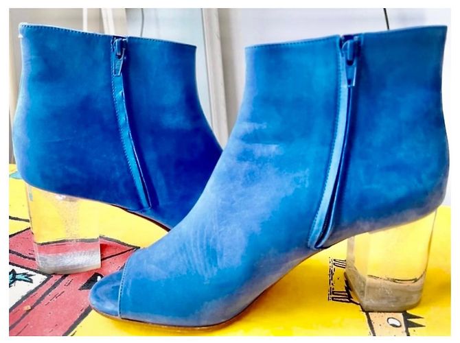 Stivaletti open toe Maison Martin Margiela blu in pelle - vista 6