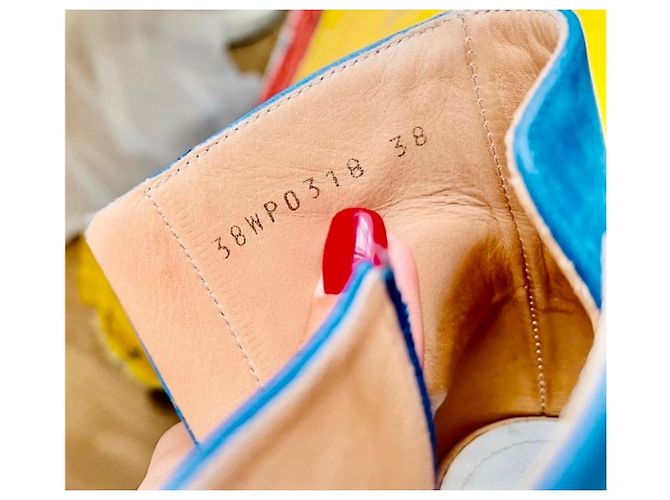 Stivaletti open toe Maison Martin Margiela blu in pelle - vista 7